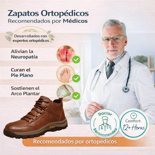 RELOOG® | Zapatos de piel auténtica cosidos a mano | Cómodos y antideslizantes | Corrigen la postura del pie | Alivian el dolor