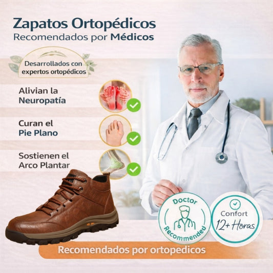 RELOOG® | Zapatos de piel auténtica cosidos a mano | Cómodos y antideslizantes | Corrigen la postura del pie | Alivian el dolor