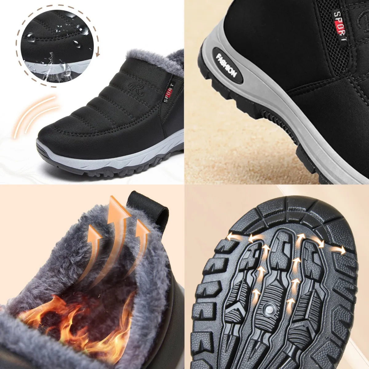 🔥RELOOG® Zapatos ortopédicos de invierno | Diseño ergonómico ⏰ Alivia el dolor de pies, rodillas y espalda 👞 Unisex