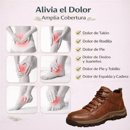RELOOG® | Zapatos de piel auténtica cosidos a mano | Cómodos y antideslizantes | Corrigen la postura del pie | Alivian el dolor